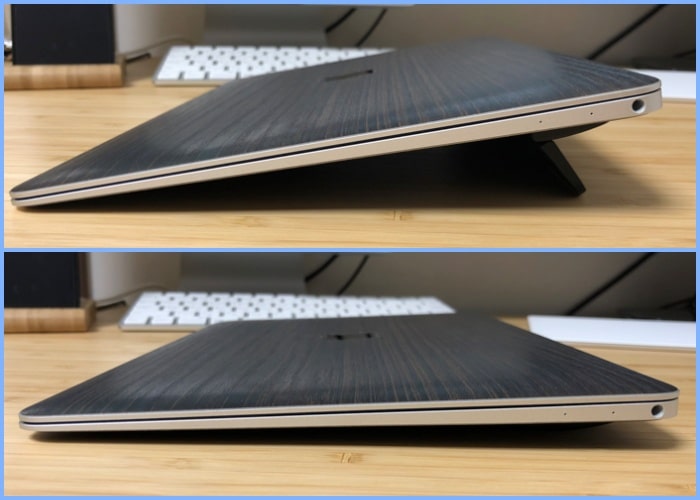 Bluelounge Kickflip フリップスタンドを付けたMacBookと付けていないMacBookを比較